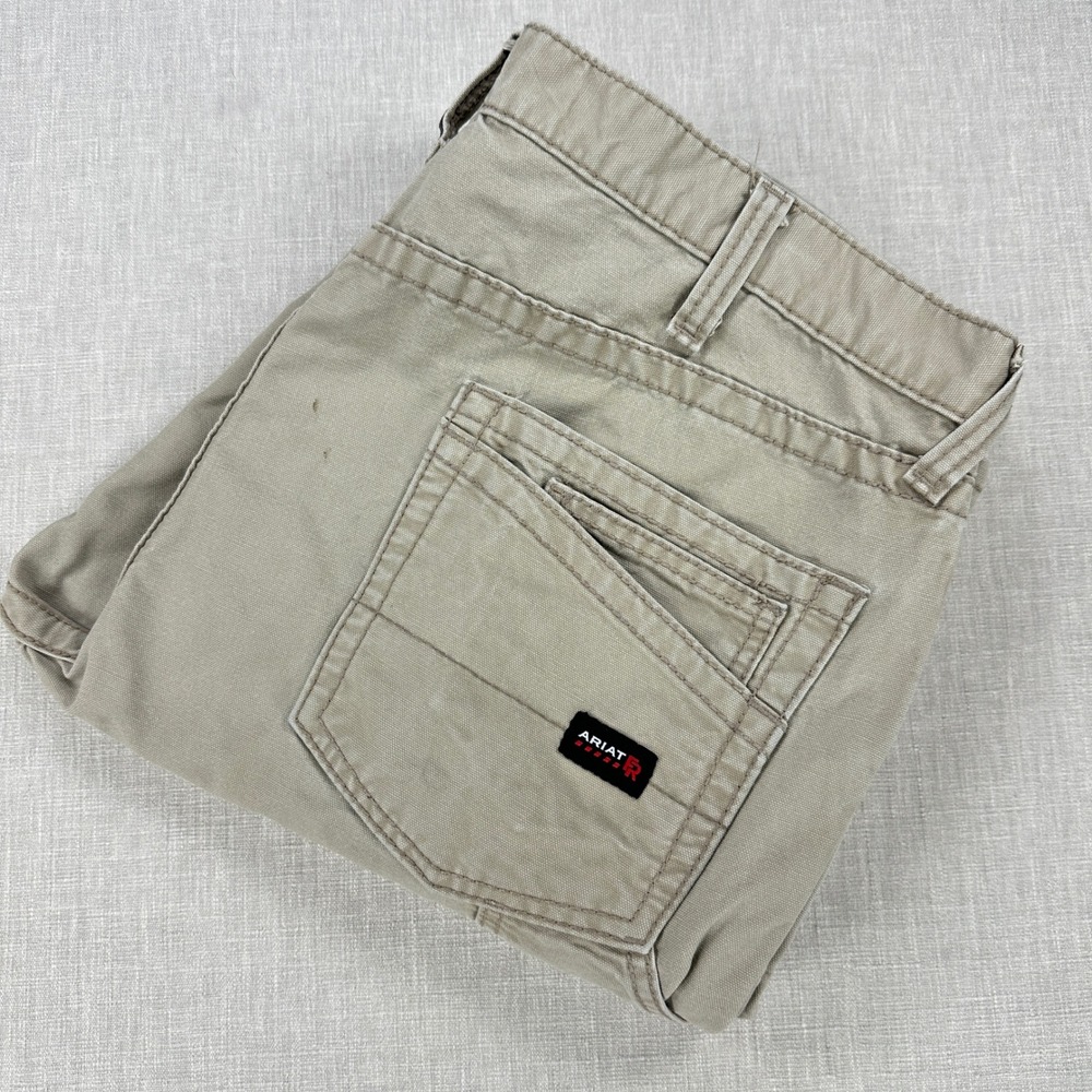 Ariat Work Pant Mens 38x36 Khaki FR M4 Low Rise Boot Cut Flame Resistant